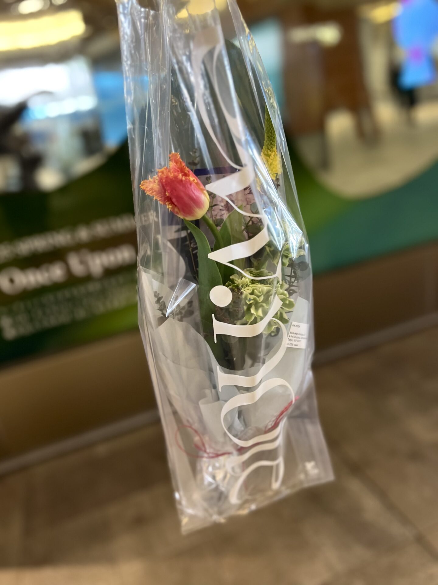 ew.note ロゴ入りクリアバッグ ニュウマン新宿 手土産の花