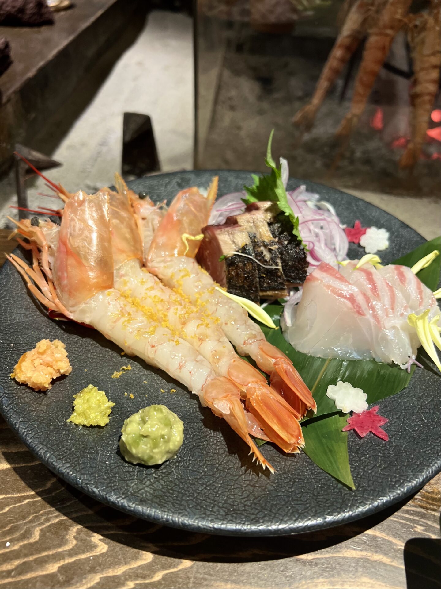 囲炉裏とおばんざい一〇一 いちまるいち 池尻大橋 刺身の盛り合わせ 赤海老 鰹 鯛