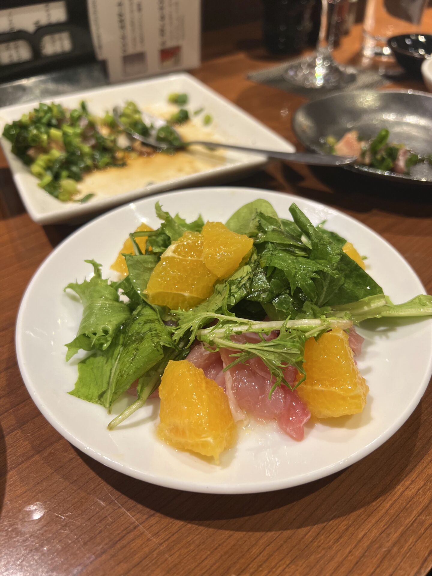 鶏とオレンジと水菜のサラダ